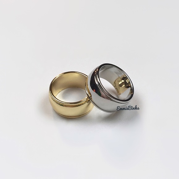 New Wide Band Smooth Polish Silver Gold Copper Band Ring /Chunky Cigar Band Ring - Picture 3 of 16